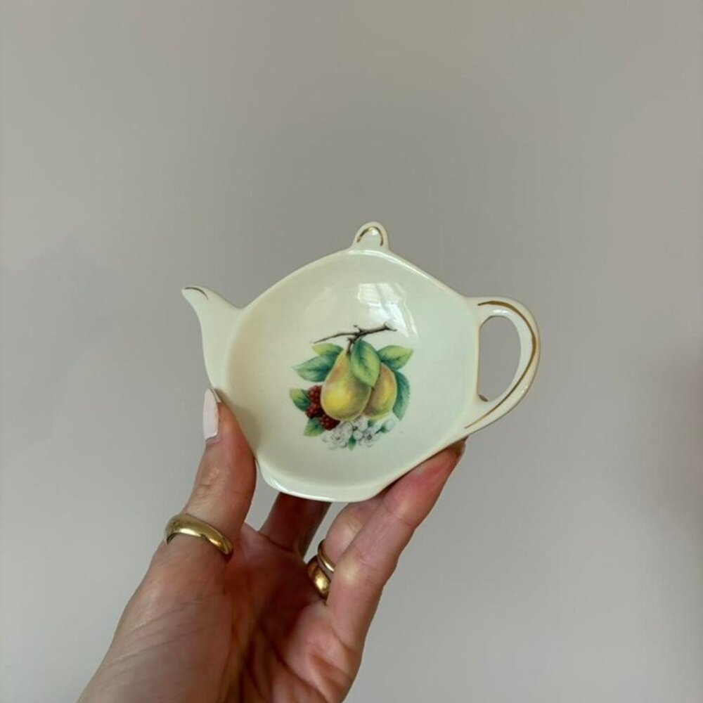 Ceramic teapot tea bag holder trinket dish spoon rest